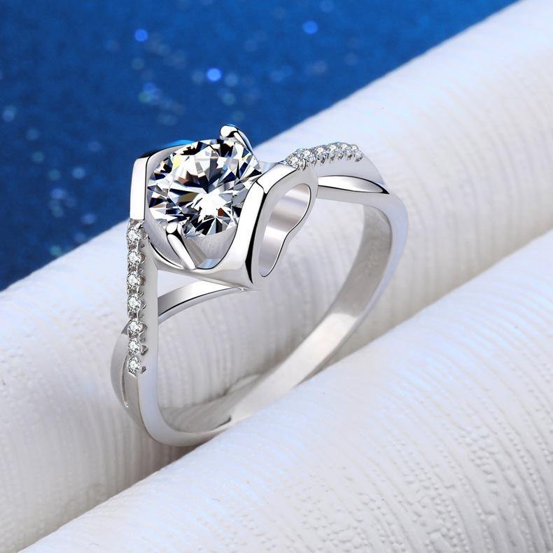 Angel kiss Round Moissanite Sterling Silver Ring - Image 4