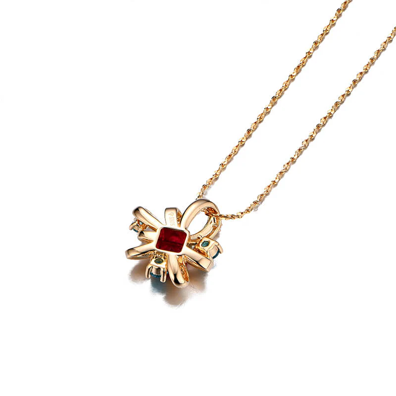 Art Deco Asscher Ruby Side Stone Necklace In Sterling Silver - Image 3