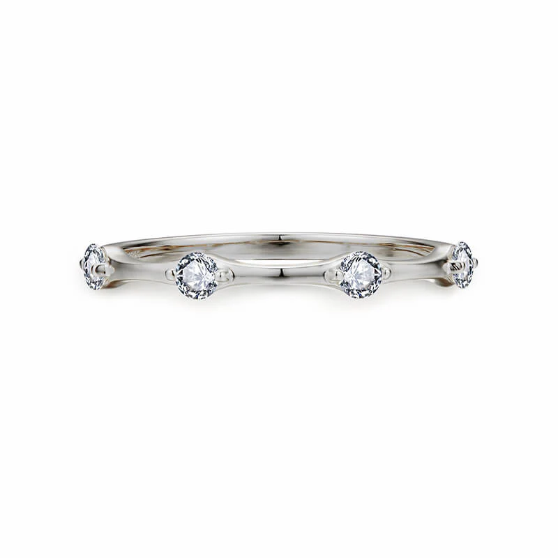 Bamboo Moissanite Evenly Spaced Stackable Wedding Band Ring - Image 2