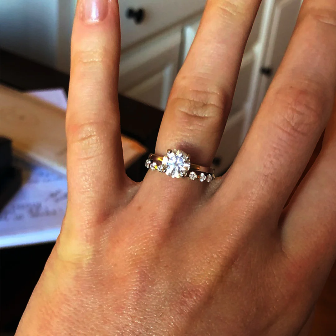 Bezel-Set Moissanite Half Eternity Wedding Band Ring In Sterling Silver - Image 5
