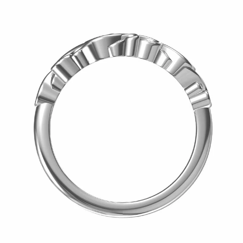 Bezel Set Round Moissanite Scroll Accents Wedding Band Ring In Sterling Silver - Image 3
