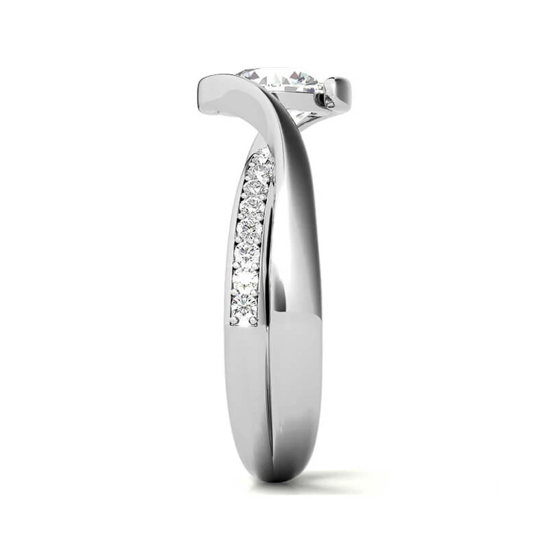 Bypass Half-Bezel Moissanite Pave Engagement Ring - Image 2
