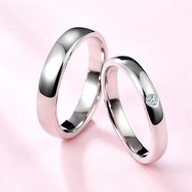 Moissanite High Polish Plain Dome Sterling Silver Wedding Band Ring - Image 2
