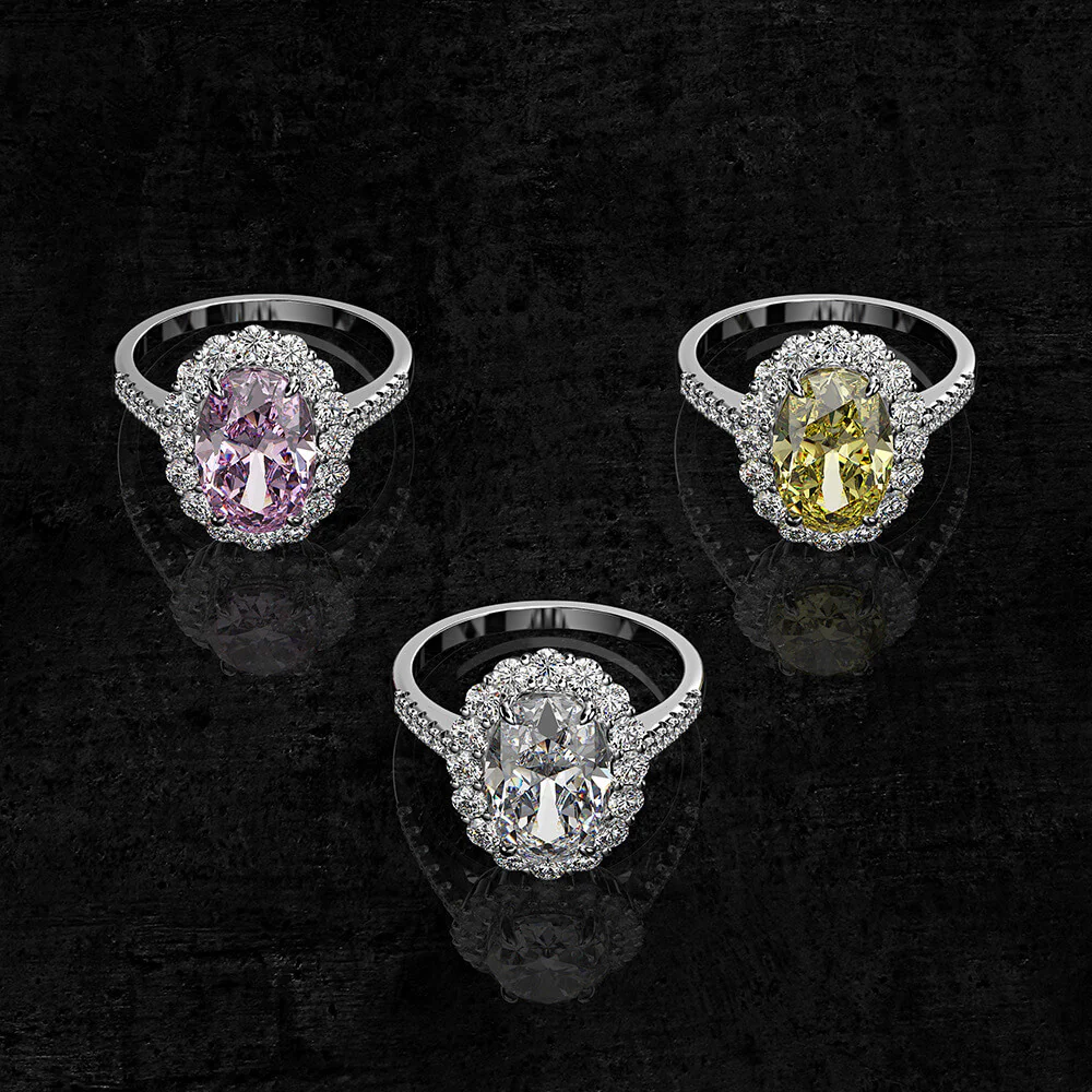 Classic Oval Cut Halo Simulated Diamond Sterling Silver Ring - Image 6