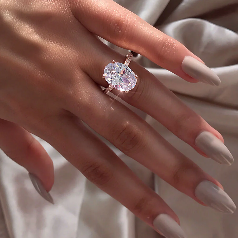 Classic Oval Cut Simulated Diamond Sterling Silver Ring - Image 7