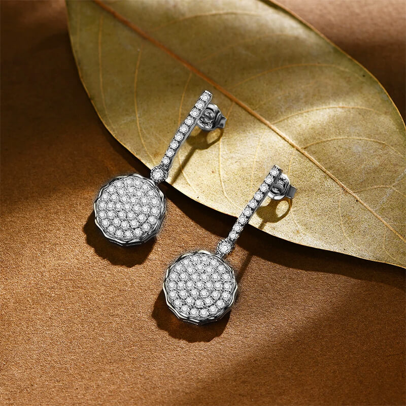 Cluster Moissanite Pave Drop Earrings In Sterling Silver - Image 3