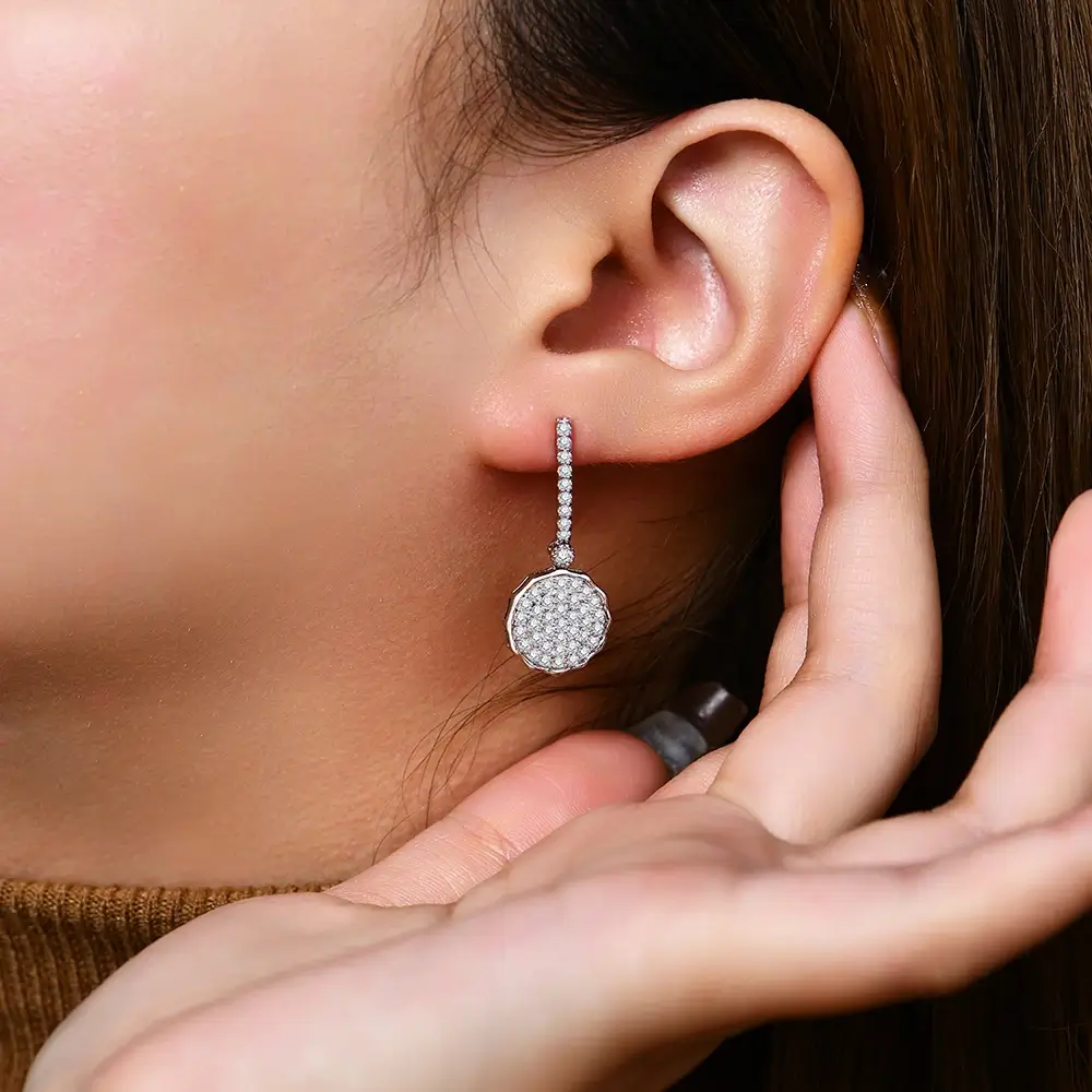 Cluster Moissanite Pave Drop Earrings In Sterling Silver - Image 4