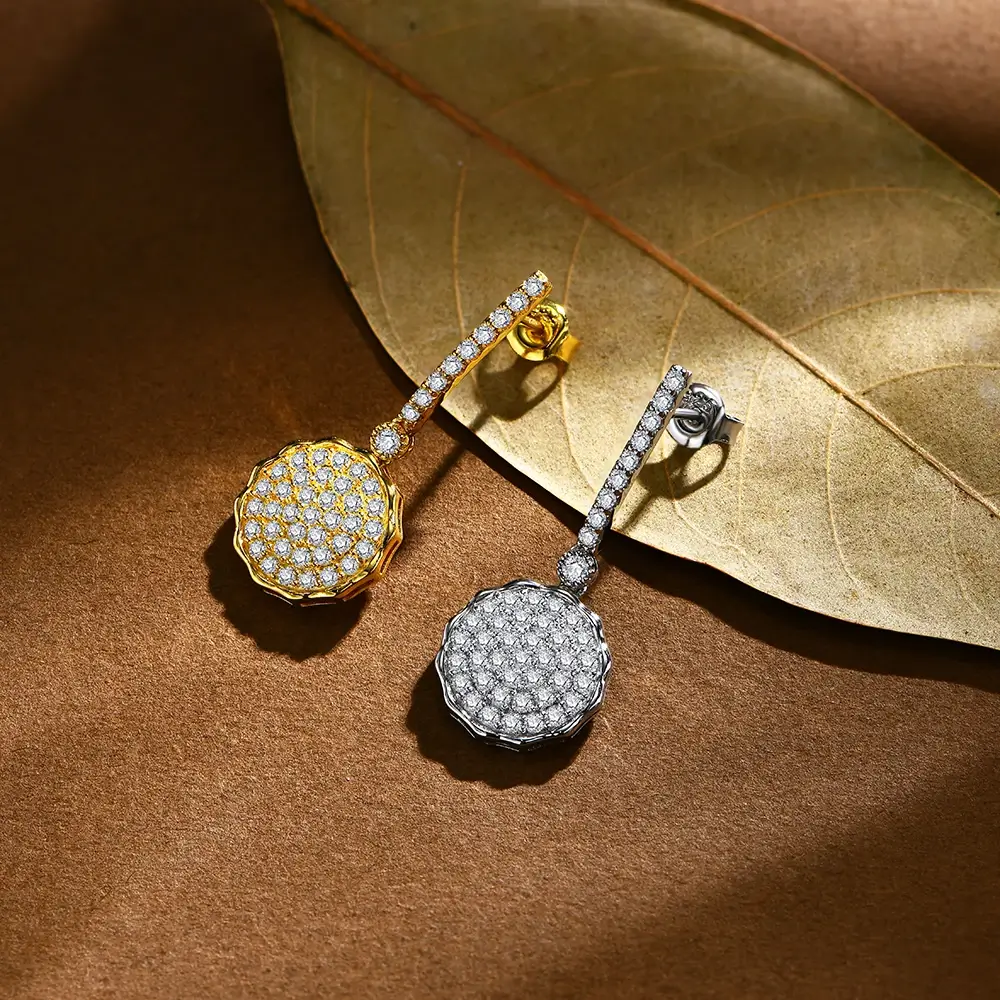 Cluster Moissanite Pave Drop Earrings In Sterling Silver - Image 5