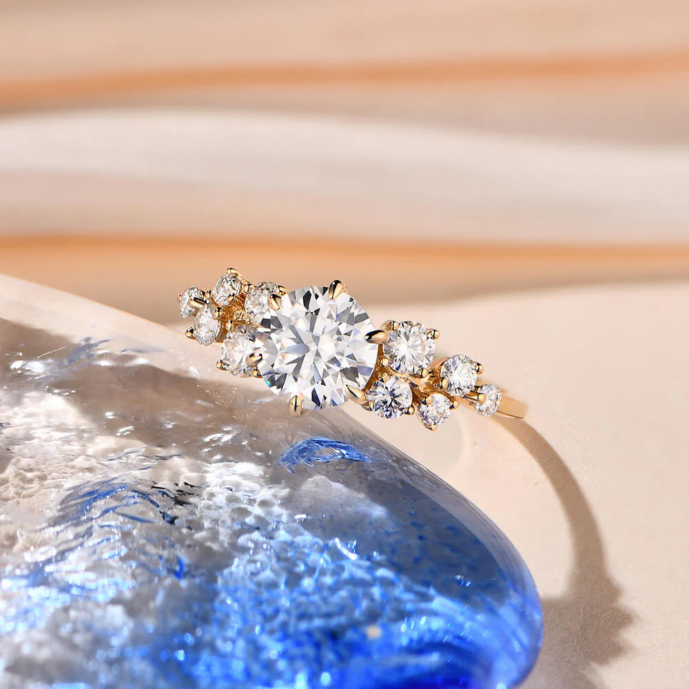 Cluster Round Moissanite Engagement Ring - Image 4