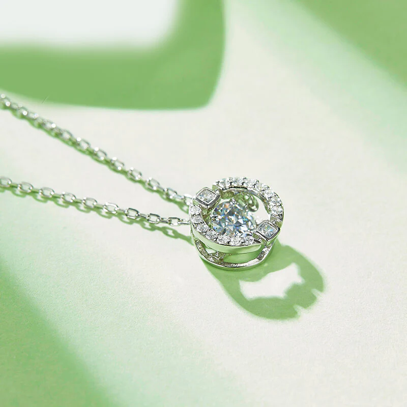 Dancing Moissanite Around You Pave Necklace in Sterling Silver - Image 3