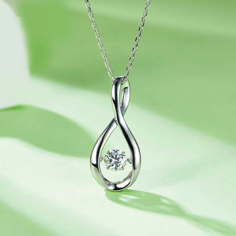 Dancing Moissanite Infinity Necklace in Sterling Silver - Image 2