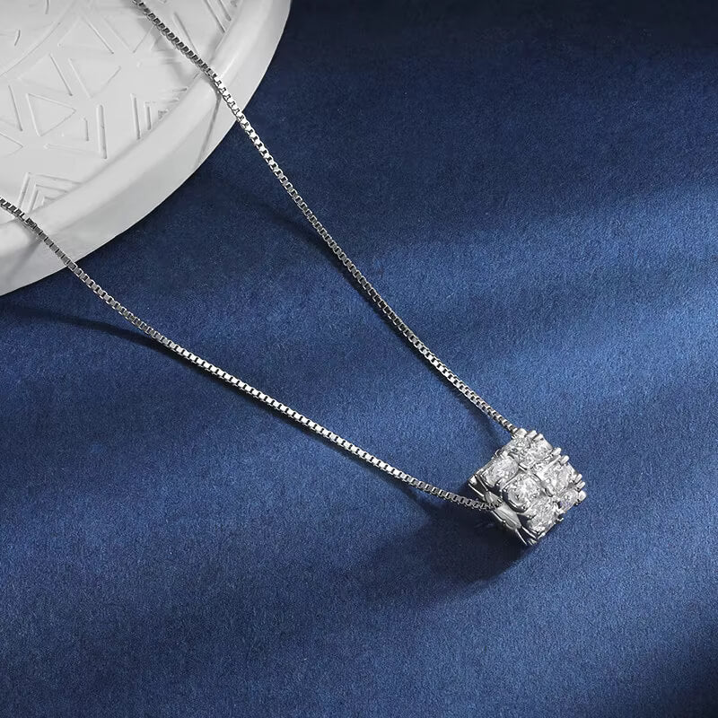 Double Circle Moissanite Necklace In Sterling Silver - Image 3