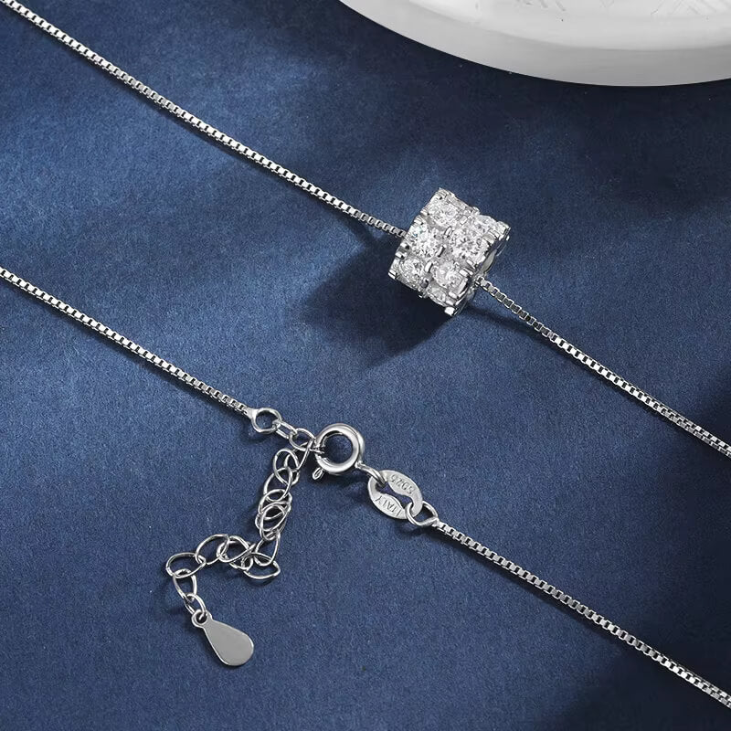 Double Circle Moissanite Necklace In Sterling Silver - Image 4