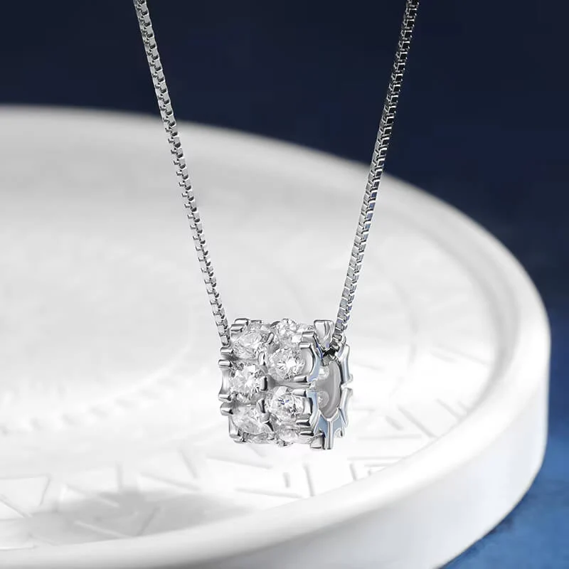 Double Circle Moissanite Necklace In Sterling Silver - Image 5