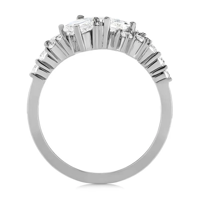 Emerald-Cut Moissanite Cluster Engagement Ring - Image 4