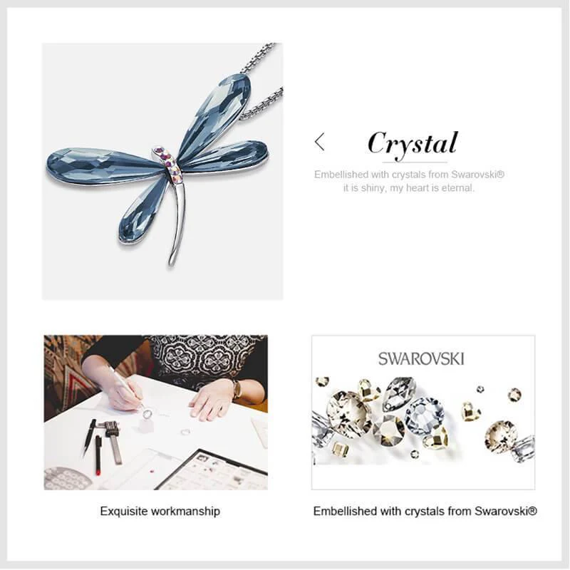 Fashion Crystal Dragonfly Necklace - Image 4