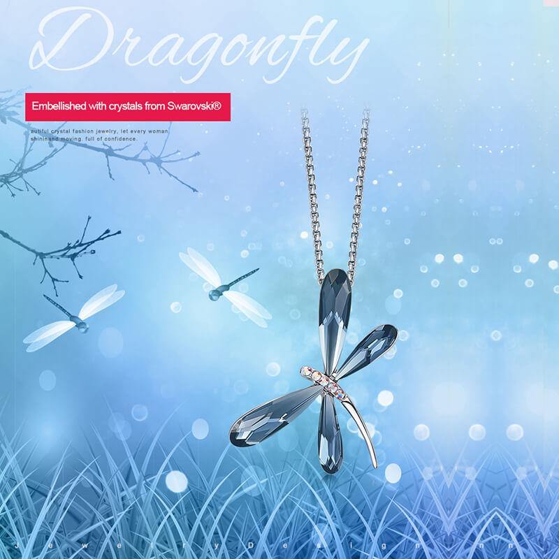 Fashion Crystal Dragonfly Necklace - Image 5