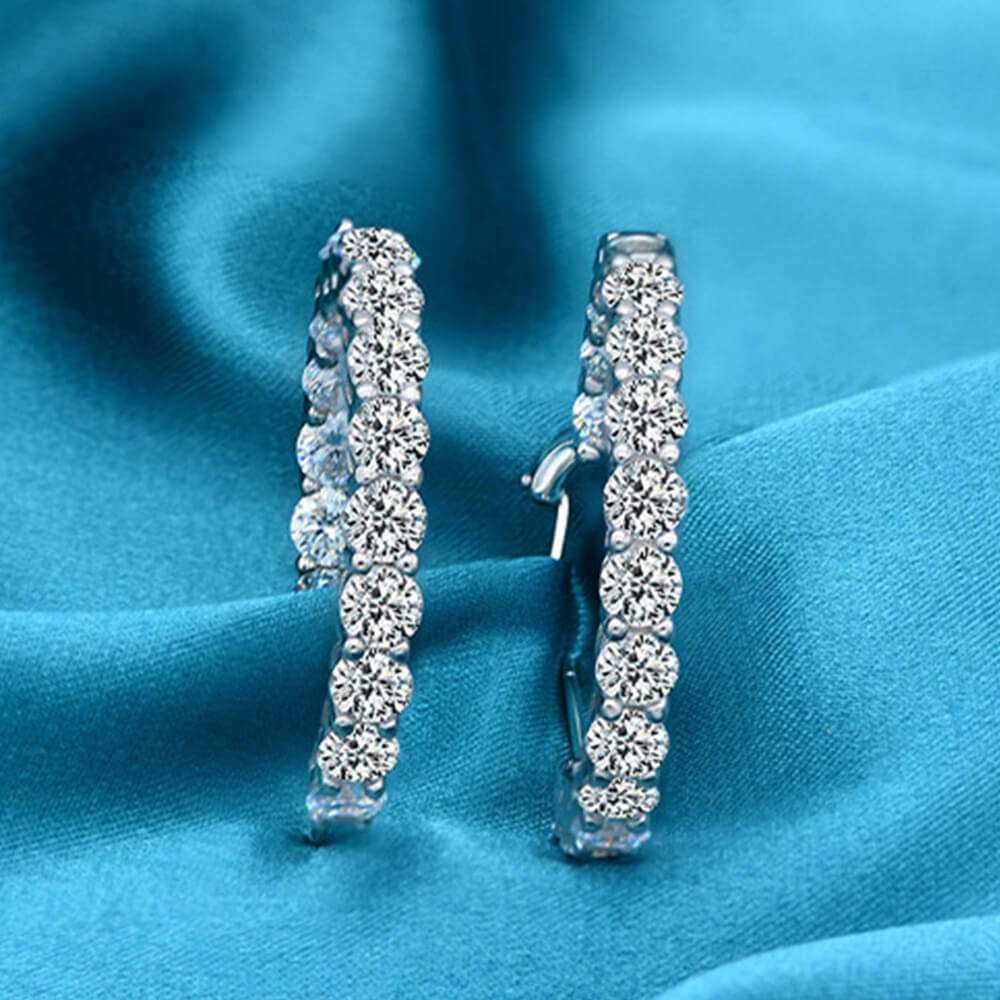 Fashion Round Cut Sterling Silver Hoop Earrings - Image 7