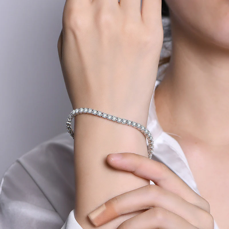 Fashion Round Moissanite Tennis Sterling Silver Bracelet - Image 8