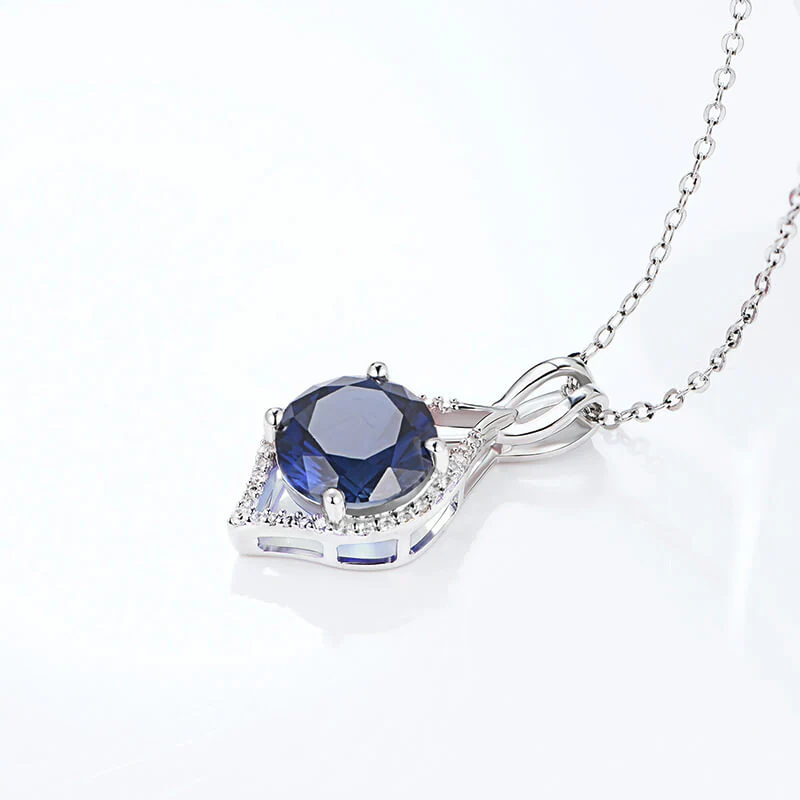 Fashion Round Sapphire Pave Necklace In Sterling Silver - Image 3