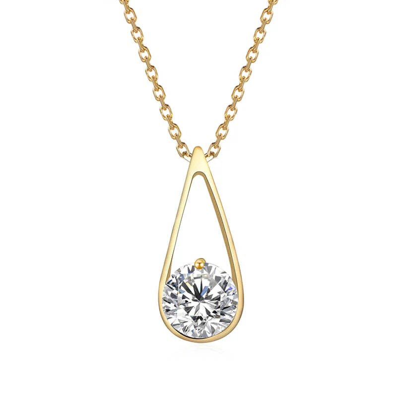 Fashion Solitaire Round Moissanite Sterling Silver Necklace - Image 2