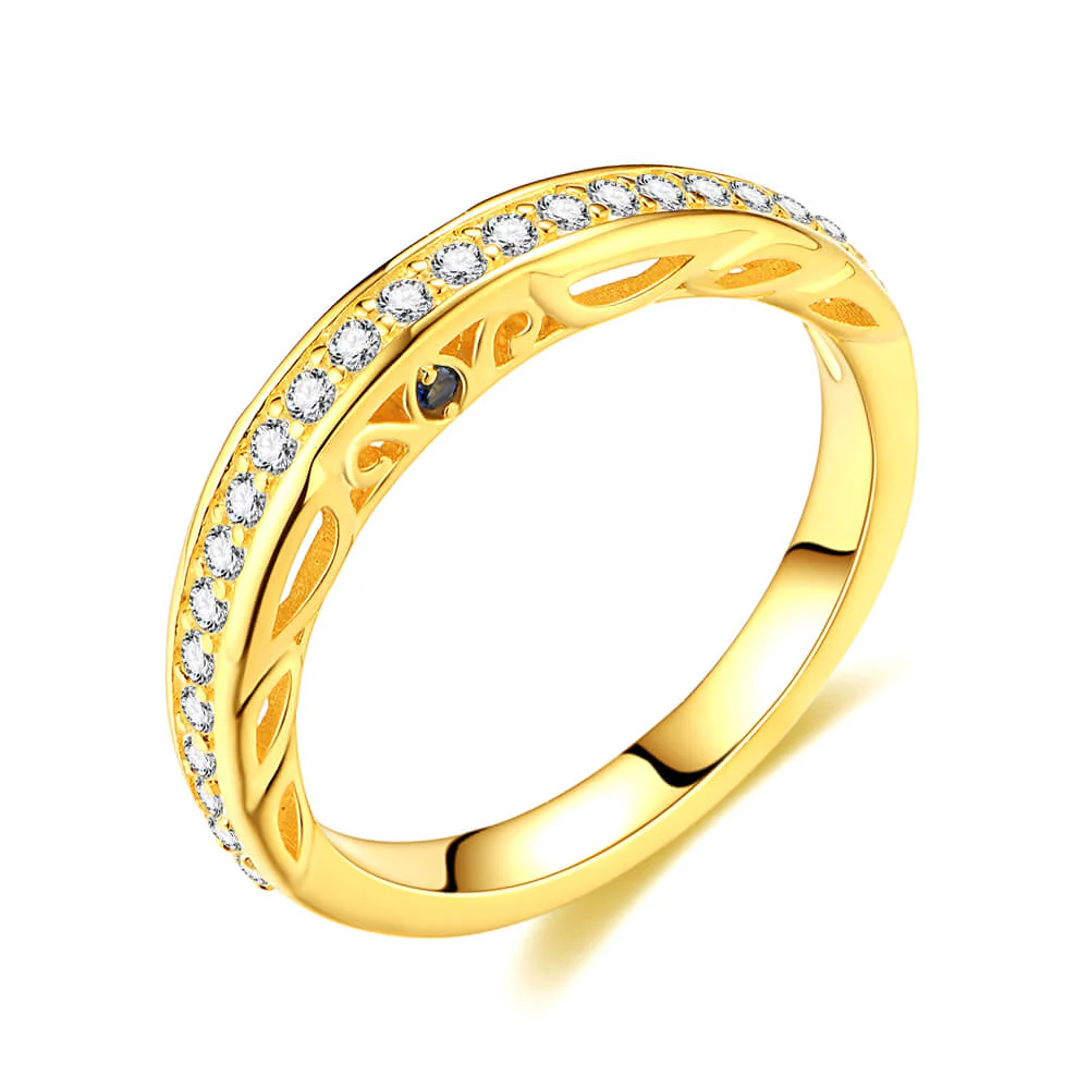 Filigree Halo Moissanite Channel Set Yellow Gold Bridal Engagement Ring Set - Image 3