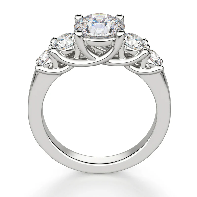 Five Stone Trellis Moissanite Sidestone Engagement Ring - Image 3
