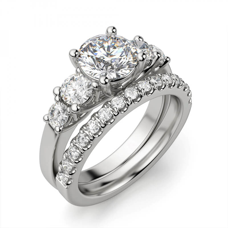 Five Stone Trellis Moissanite Sidestone Engagement Ring - Image 4