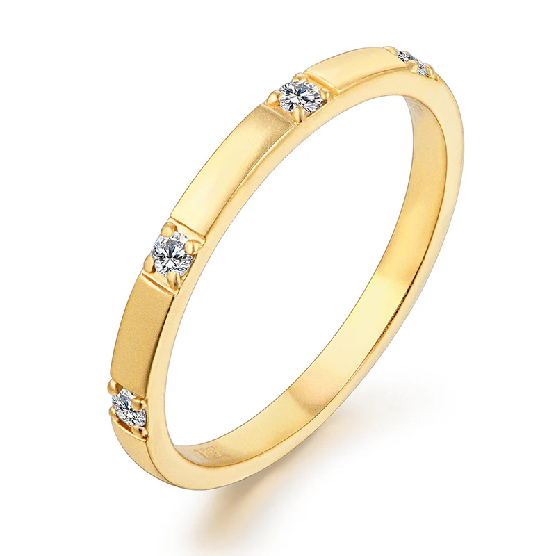 Four Round Moissanite Evenly Spaced Stackable Wedding Band Ring - Image 2