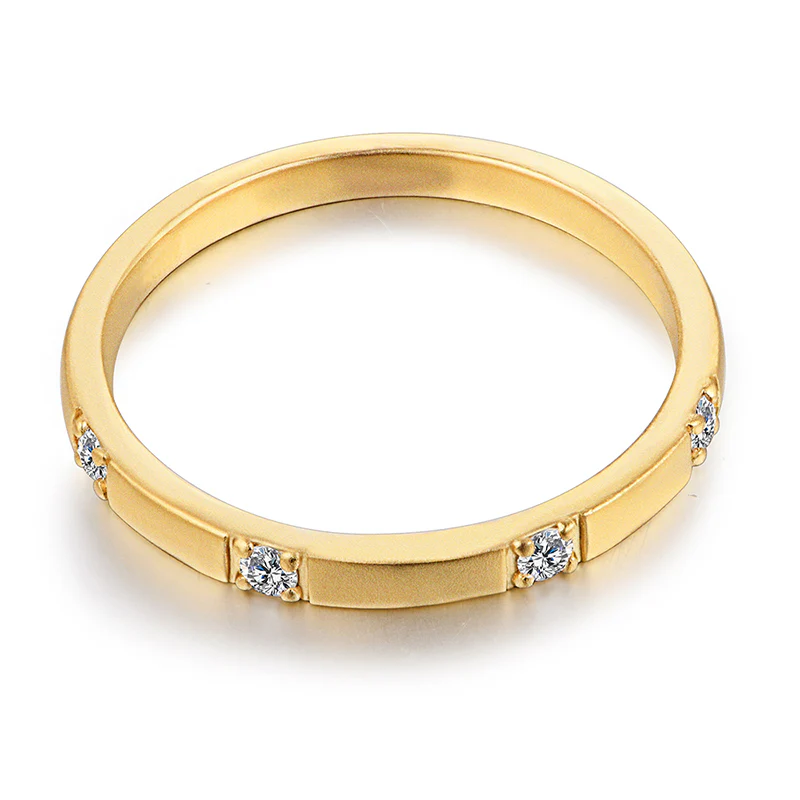 Four Round Moissanite Evenly Spaced Stackable Wedding Band Ring - Image 3