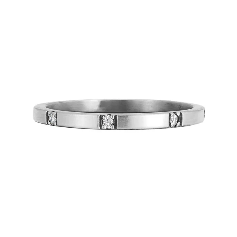 Four Round Moissanite Evenly Spaced Stackable Wedding Band Ring - Image 4