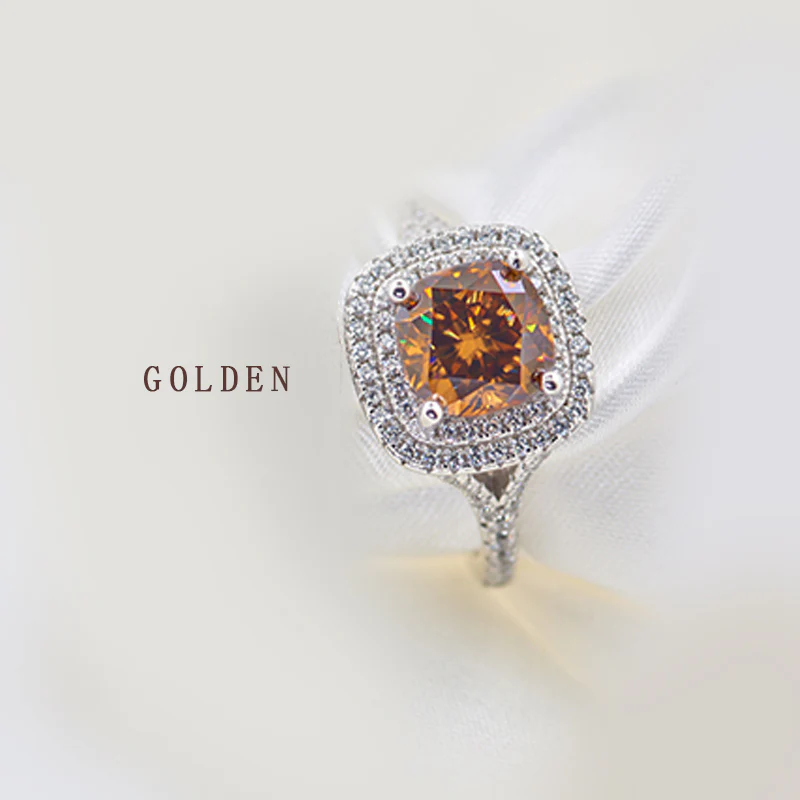 Double Halo Cushion Moissanite Pave Sterling Silver Engagement Ring - Image 8