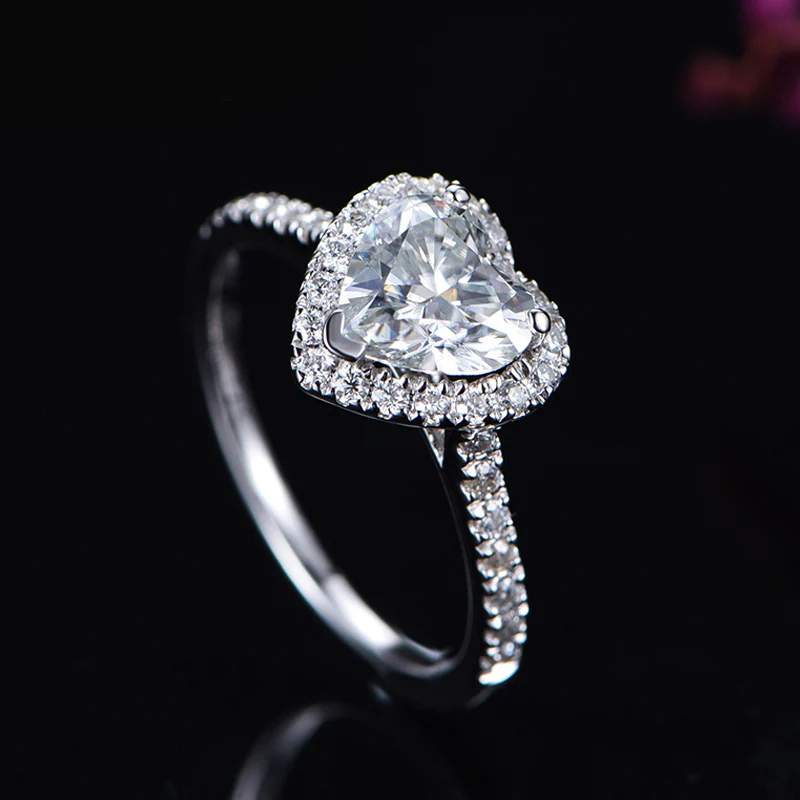 Halo Heart Cut Moissanite Pave Gold Engagement Ring - Image 4