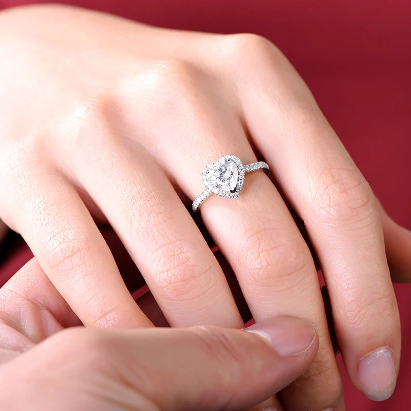 Halo Heart Cut Moissanite Pave Gold Engagement Ring - Image 6