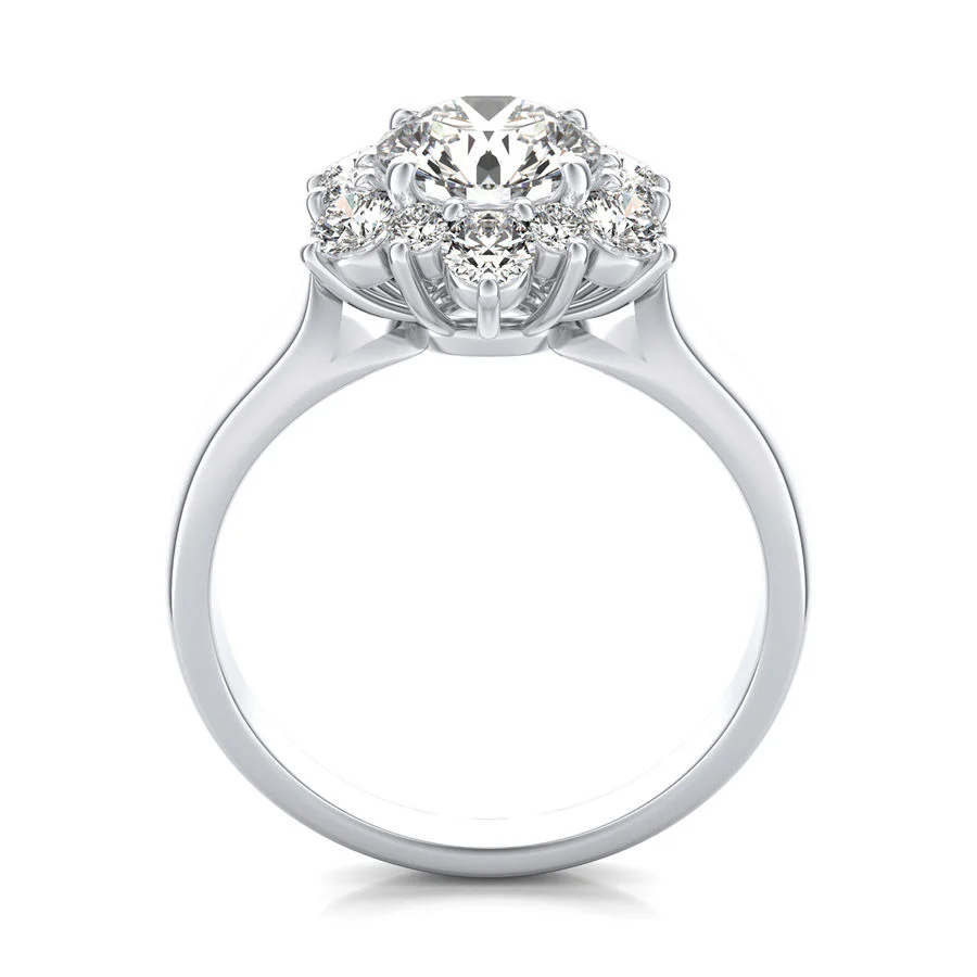 Halo Moissanite With Floral Accents Engagement Ring - Image 3