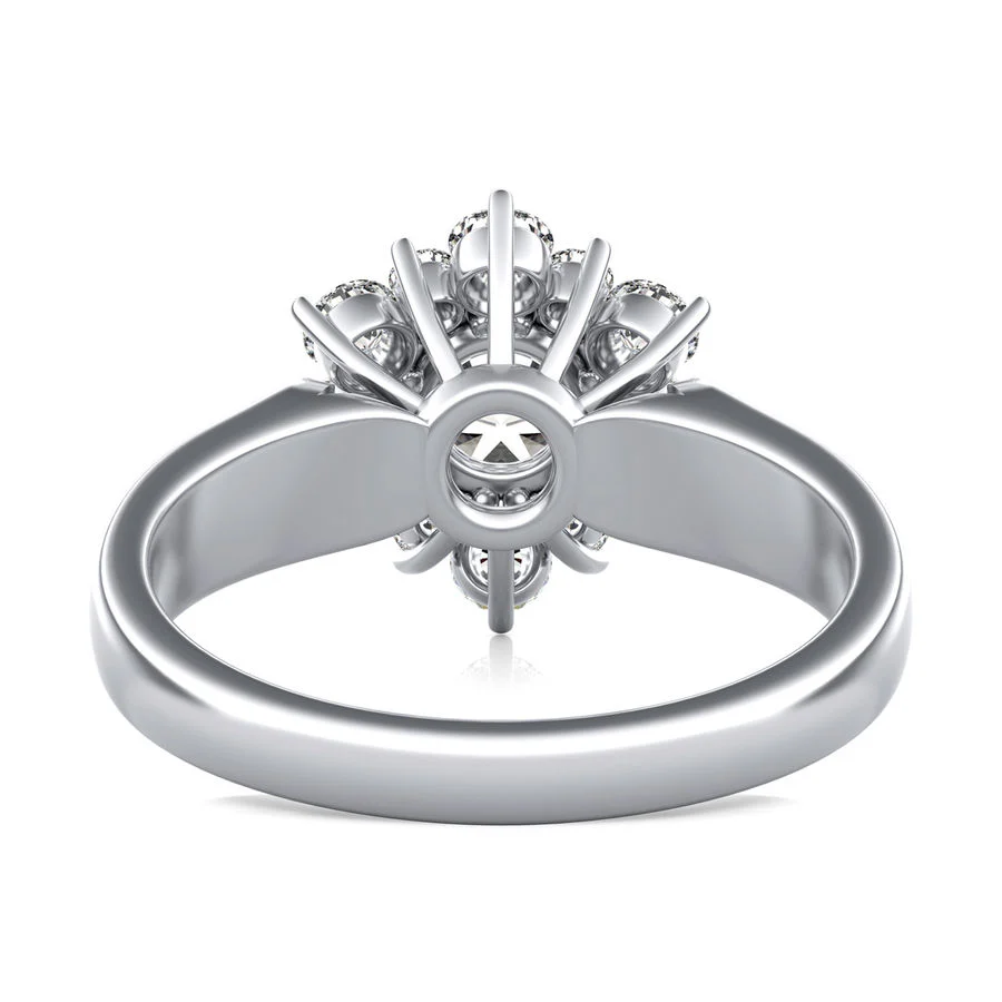 Halo Moissanite With Floral Accents Engagement Ring - Image 4