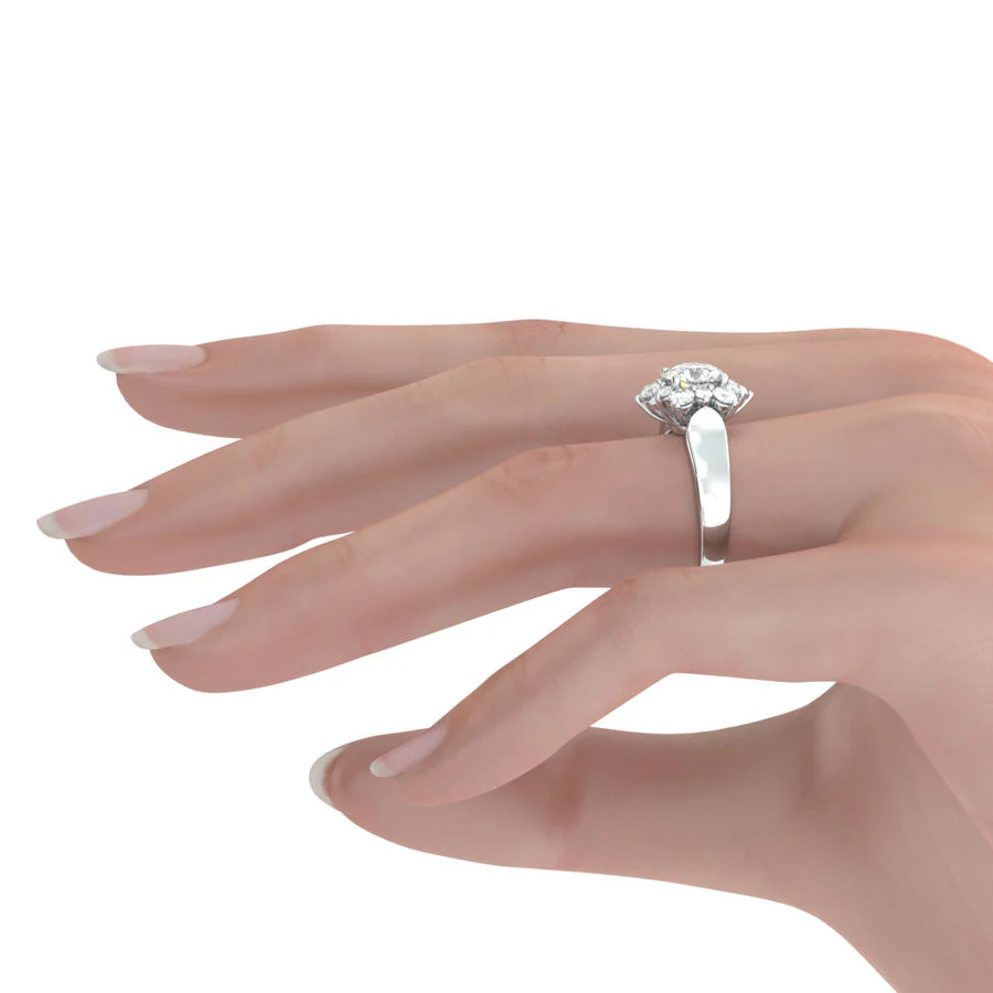 Halo Moissanite With Floral Accents Engagement Ring - Image 5
