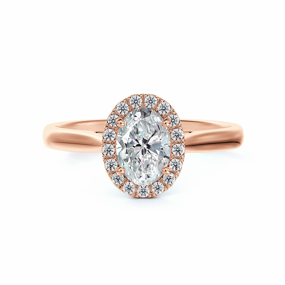 Halo Oval Cut Moissanite Gold Engagement Ring - Image 6