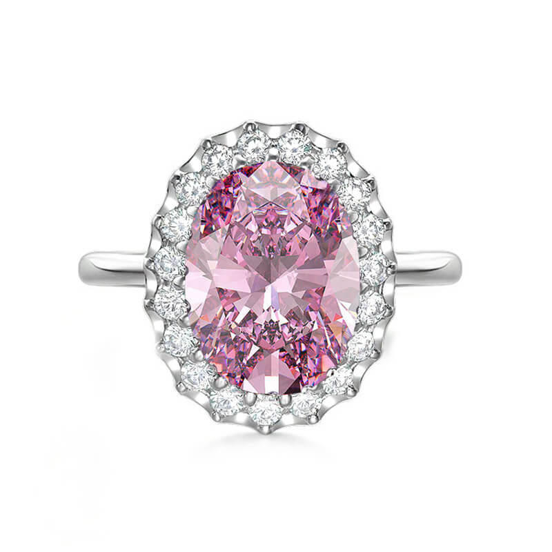 Halo Oval Cut Sapphire Sterling Silver Ring - Image 4