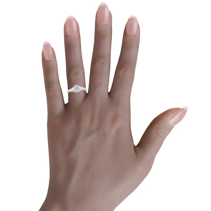 Halo Oval Moissanite Signet Engagement Ring - Image 4
