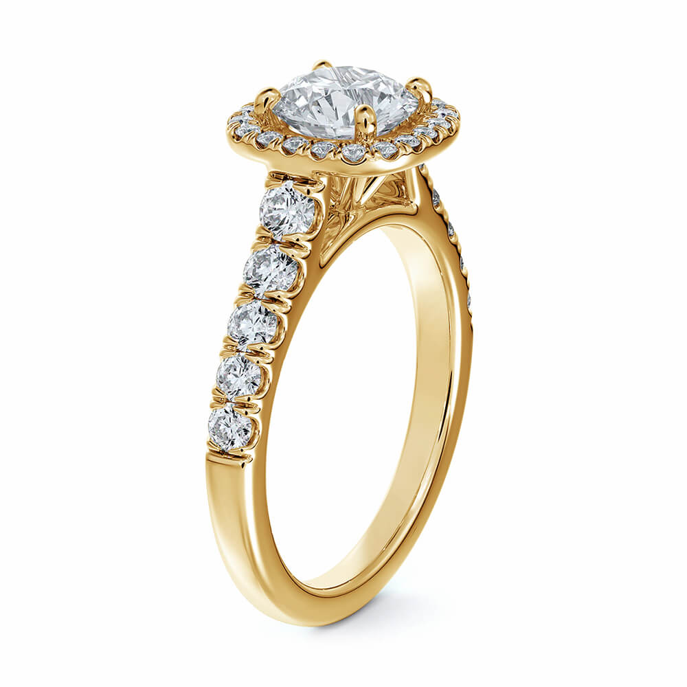 Halo Round Moissanite Pave Gold Engagement Ring - Image 5