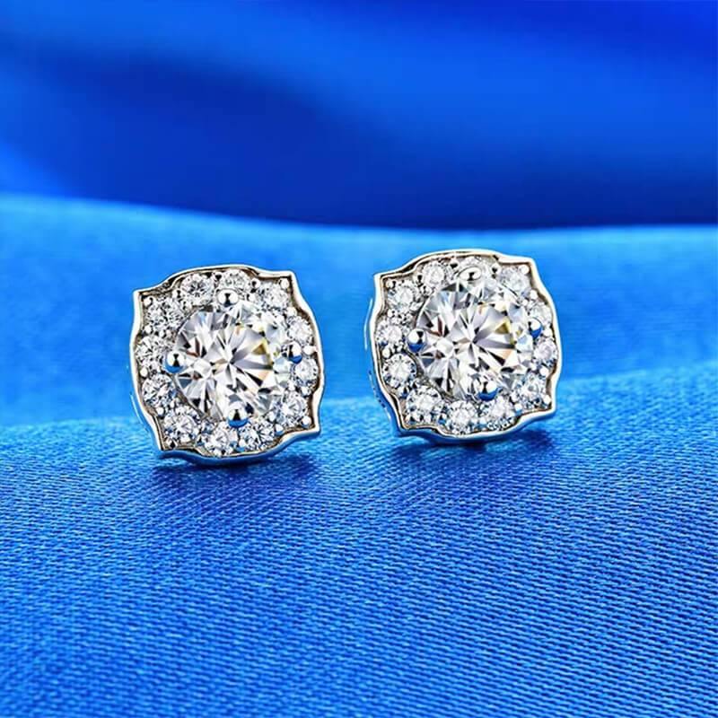 Heart Arrows Cut Moissanite Sterling Silver Earrings - Image 3