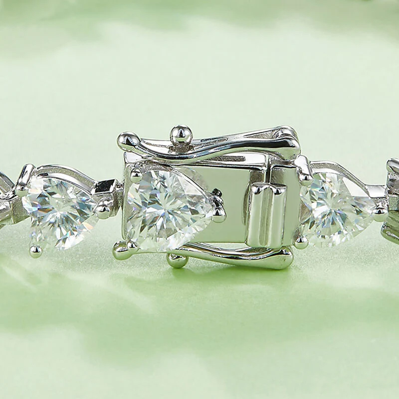 Heart Cut Moissanite Tennis Sterling Silver Bracelet - Image 4