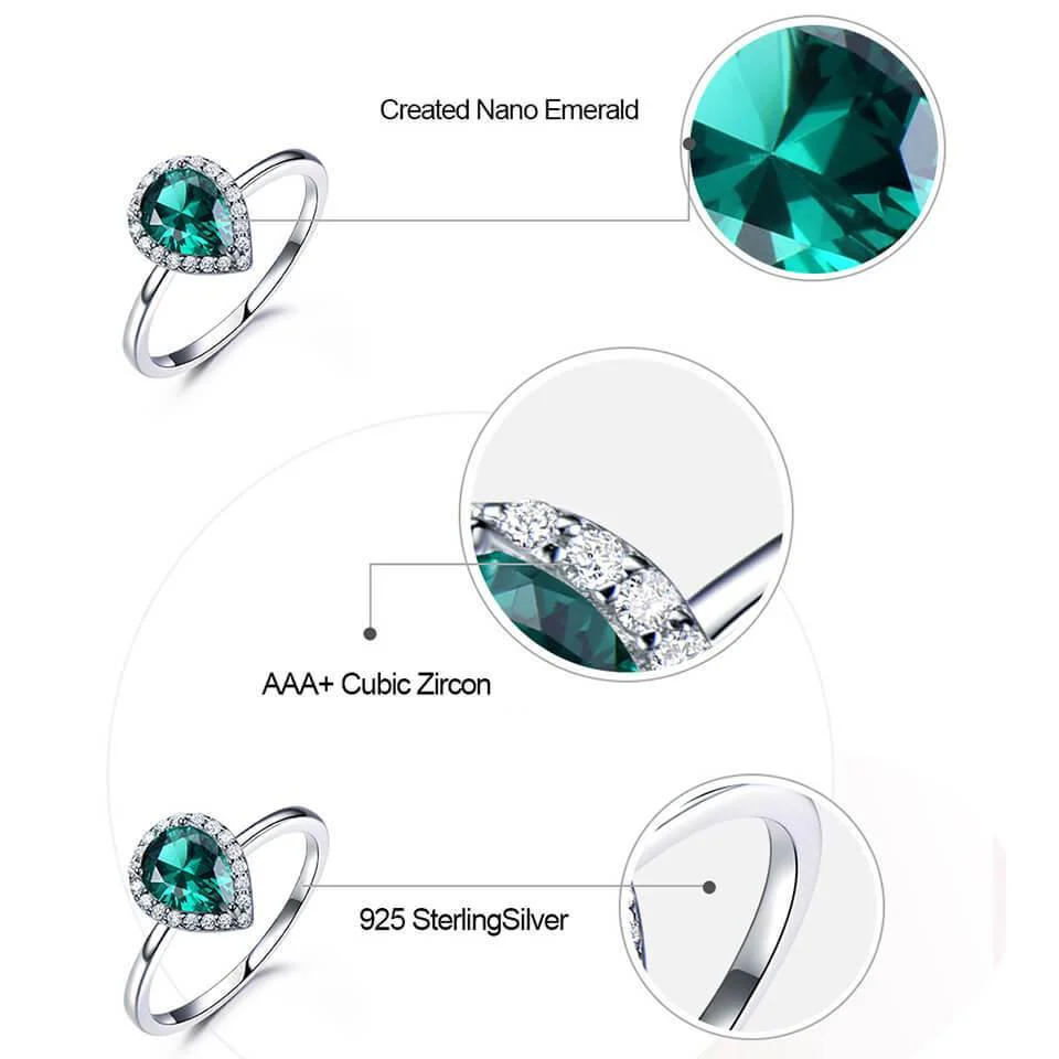 Pear Gemstone Halo Sterling Silver Ring - Image 4