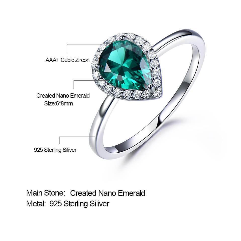 Pear Gemstone Halo Sterling Silver Ring - Image 5