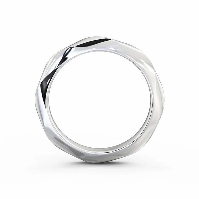 High Polished Textured Eternity Wedding Band - Image 3
