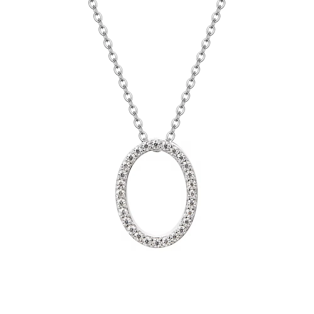 Initial Pave Moissanite Letter Necklace In Sterling Silver - Image 21