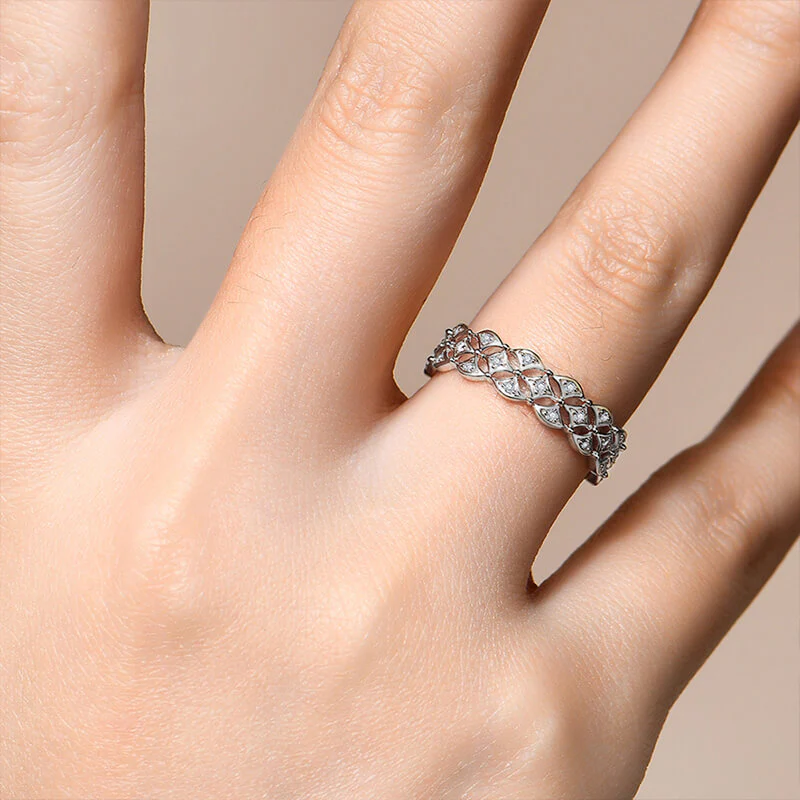 Braid Moissanite Eternity Wedding Band Ring - Image 6
