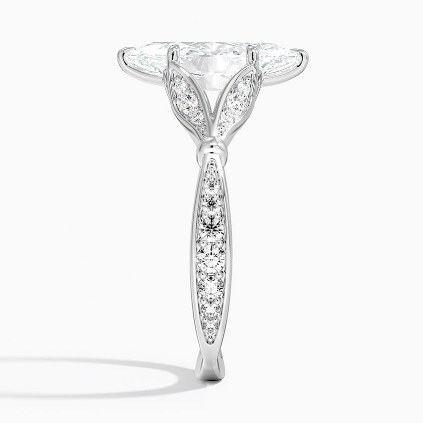 Marquise Cut Moissanite Petals Split Shank Engagement Ring - Image 3