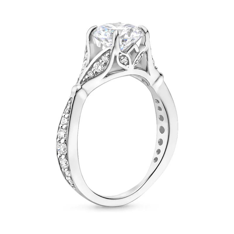 Marquise Cut Moissanite Petals Split Shank Engagement Ring - Image 4